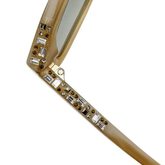 Lanvin Neutral Square Tortoiseshell Jeweled Rhinestone Sunglasses & case beige - Picture 5 of 11